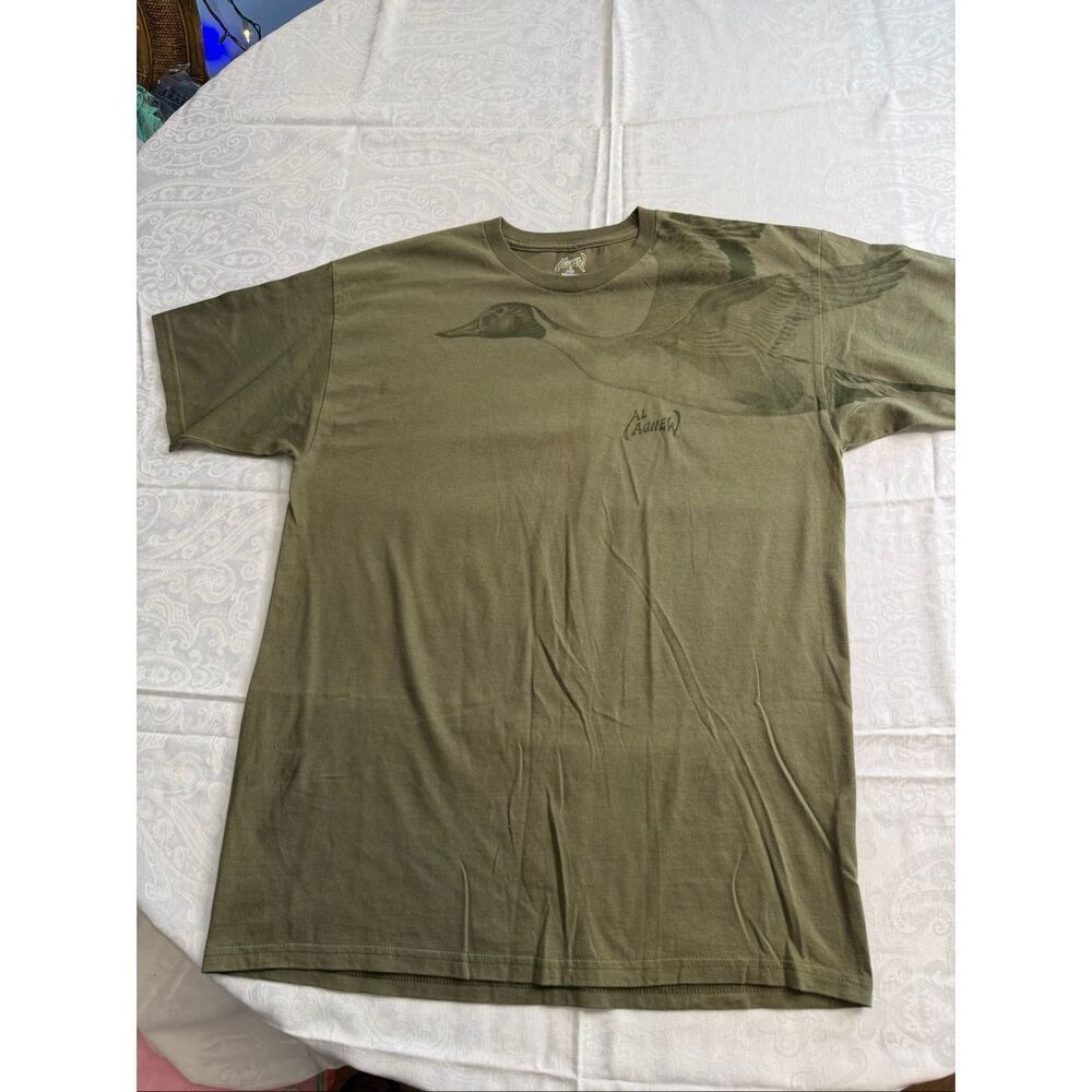 Al Agnew By Aftco Blue Water Dark Olive Green Geese T-Shirt Size Large